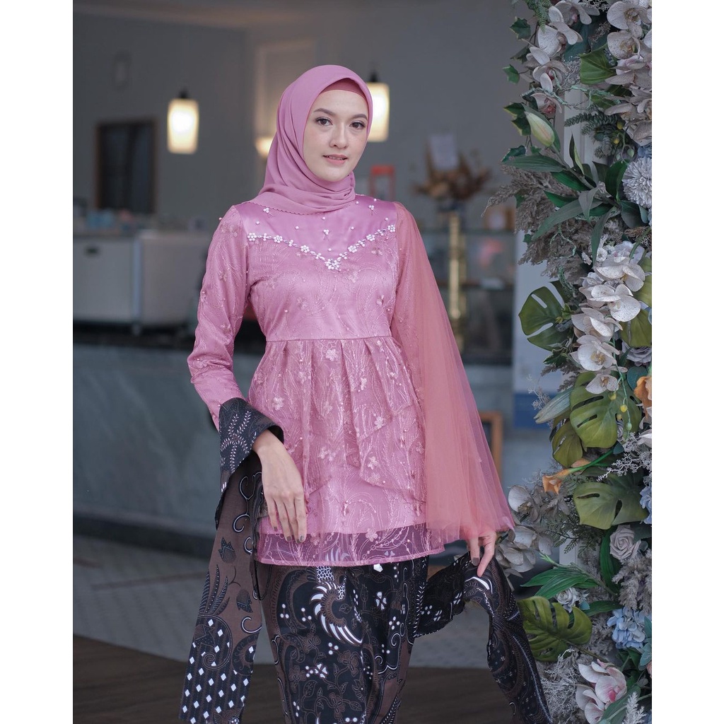 NAYAKA BATIK - Set Kebaya Batik Wanita Modern Envy - Baju Kondangan Wanita Kebaya Wisuda Kebaya Brukat Setelan Kebaya Modern Remaja