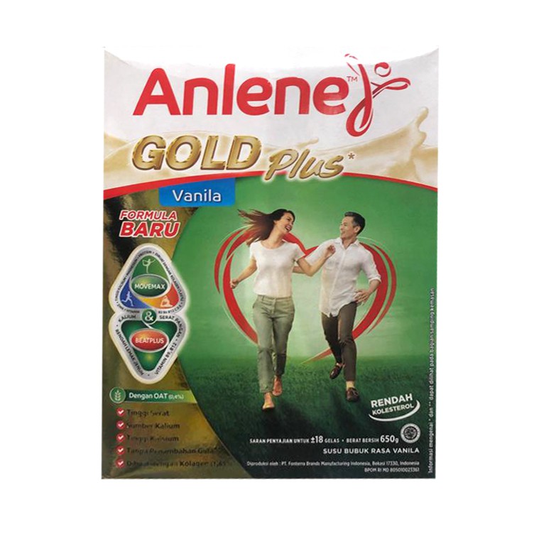 Anlene Gold Plus 650gr Original Coklat Vanila Susu Anline Susu Tinggi Kalsium Untuk Usia 50tahun Anlen Golden Rasa Plain Cokelat