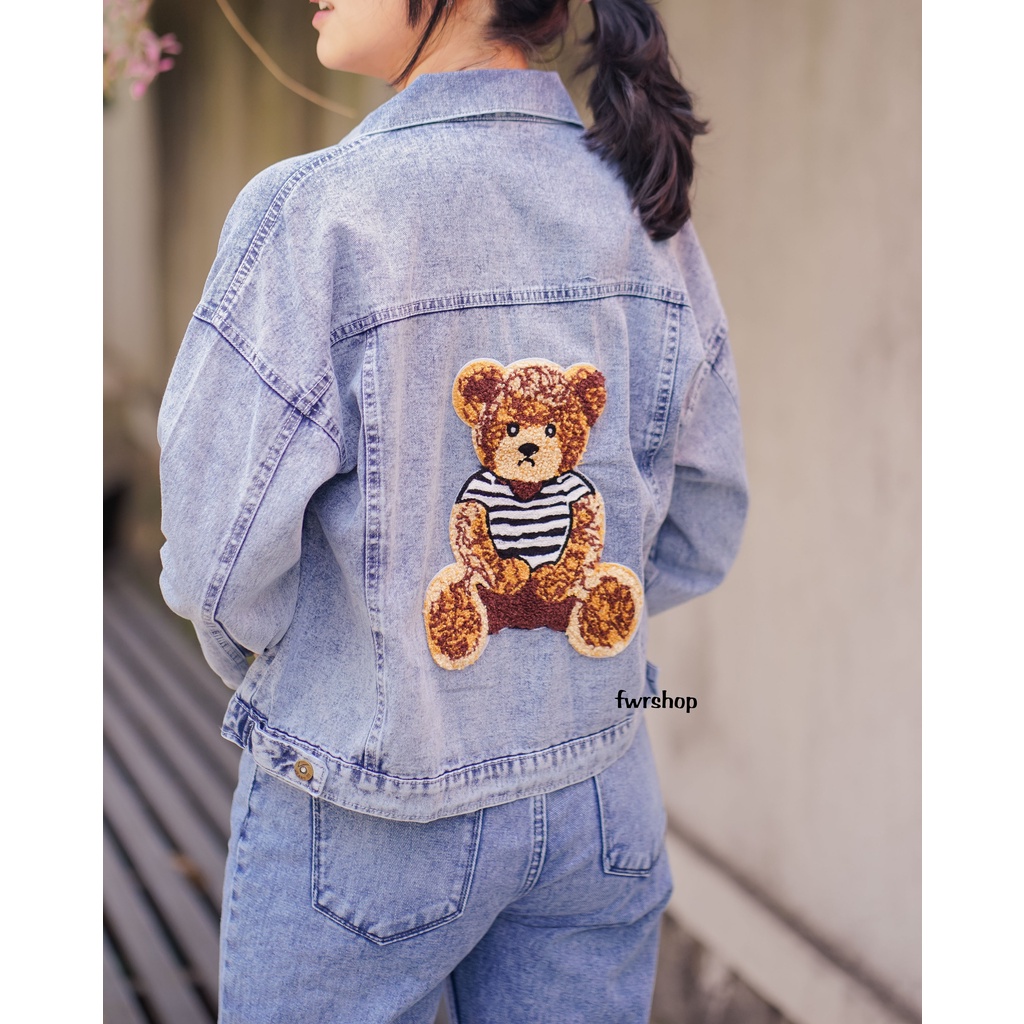 FWR - JAKET JEANS WANITA OVERSIZE TEDDY BEAR