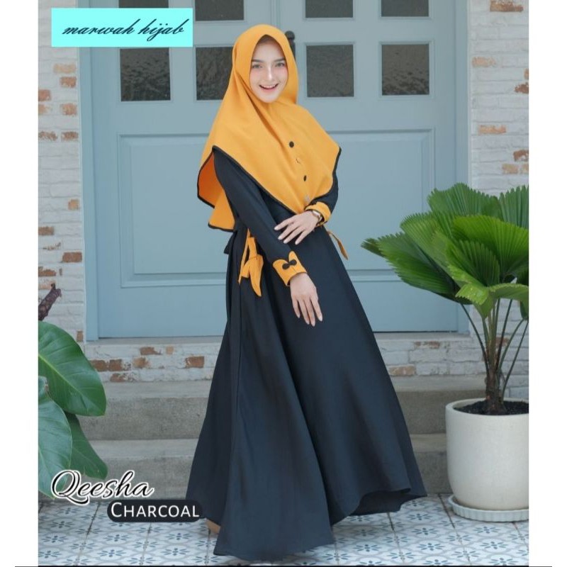SET QEESHA GAMIS + KHIMAR PREMIUM ORIGINAL BY MARWAH HIJAB