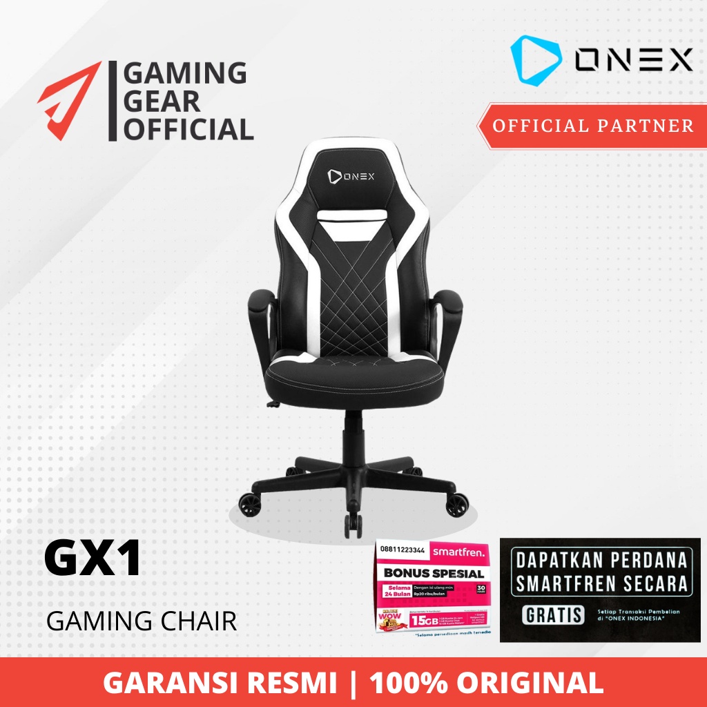 Jual [100% ORI] ONEX GX1 Premium Quality Gaming Chair Kursi - White ...