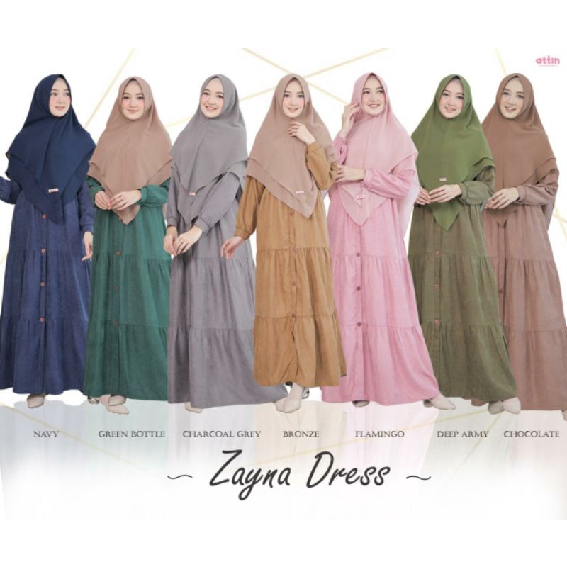 ATTIN HIJAB ZAYNA DRESS ATTIN HIJAB GAMIS PREMIUM ORIGINAL