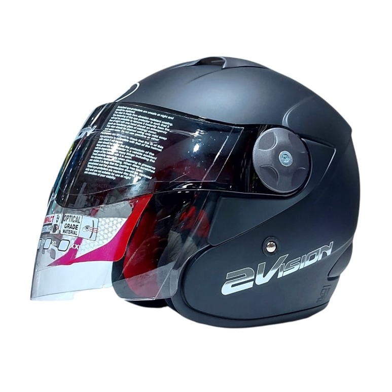 Helm KYT 2 Vision Hitam Doff Original Half Face-1