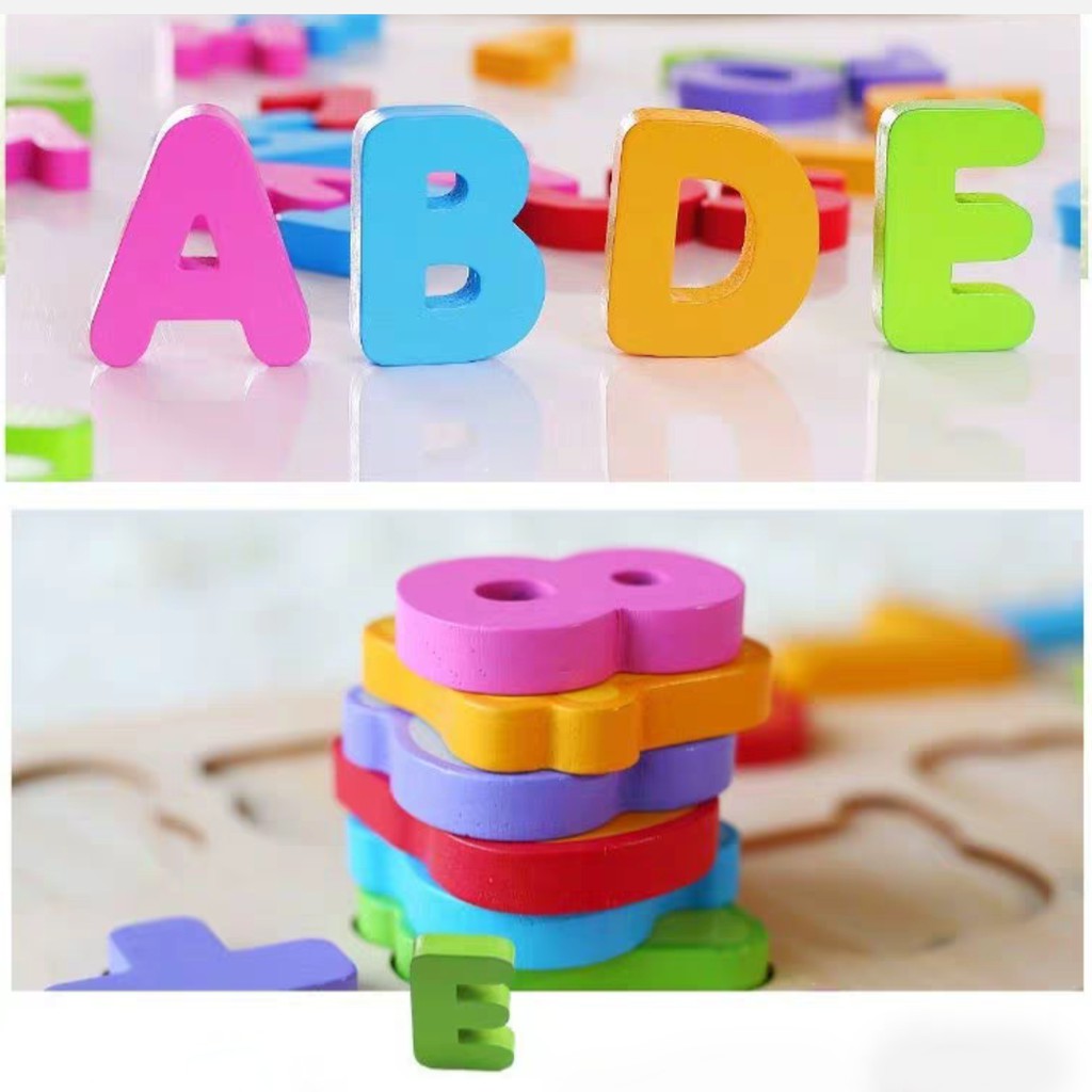 [Shiyan] mainan puzzle kayu bergambar mainan edukasi anak kids education toys wood letters-6