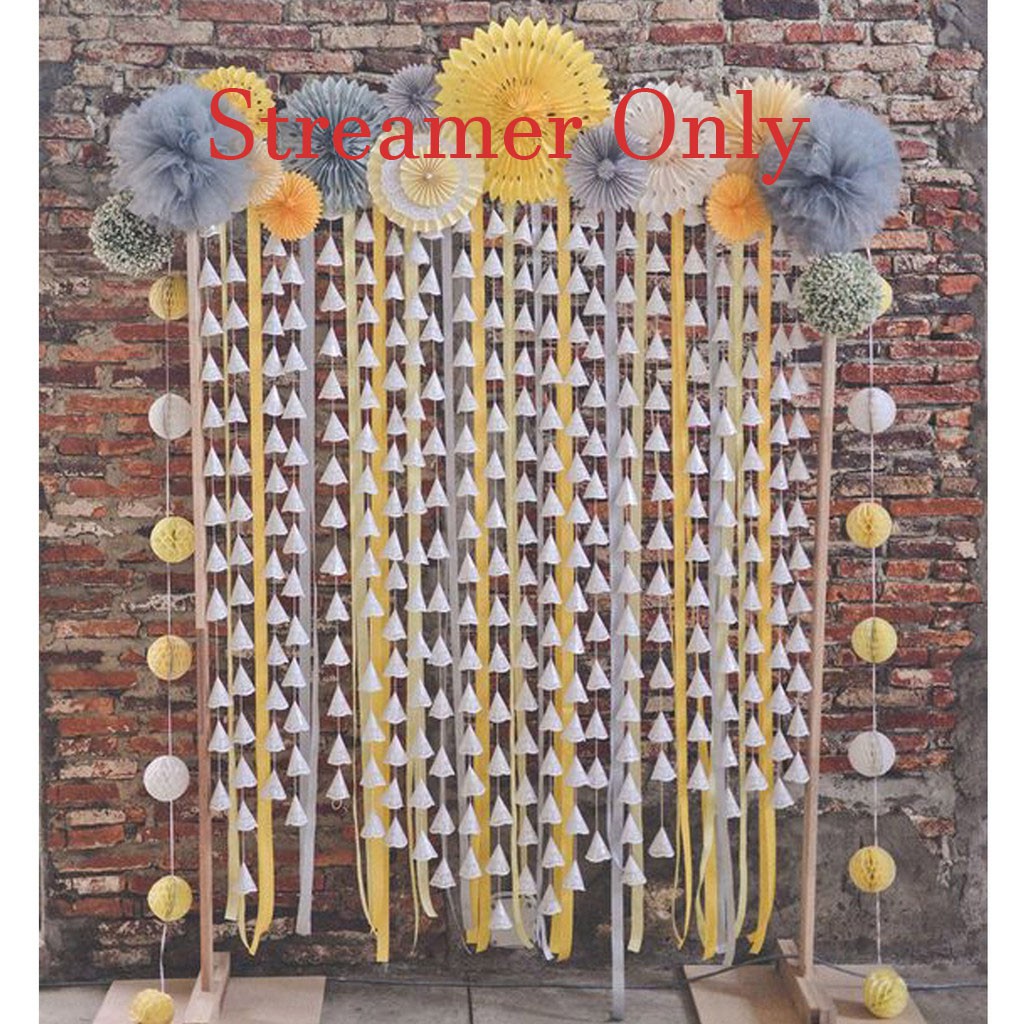 Balonasia Dekorasi Streamer Kertas Krep (Kuning, Abu2