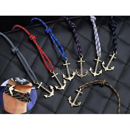 Gelang Lilit Dengan Bandul Jangkar - Untuk Pria dan Wanita (Unisex)