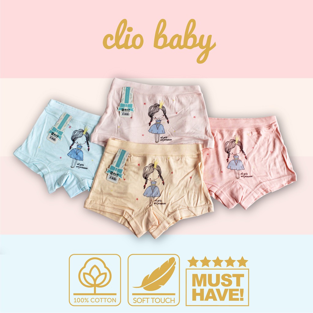 Celana dalam boxer anak perempuan bahan katun import dengan ziploc pouch Celana Dalam anak cewe lucu