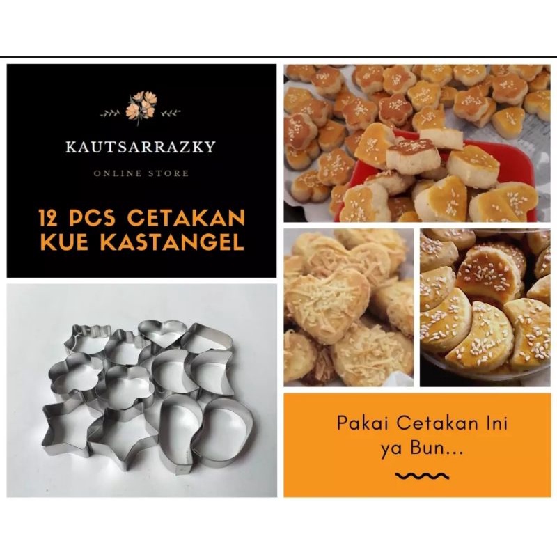 Termurah 12 pcs Dan 6 pcs Cetakan Kue Kering Stainless Steel / Cetakan Kue