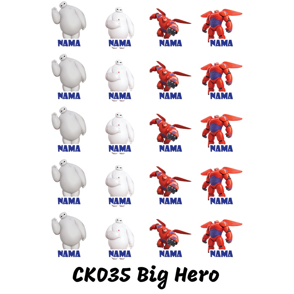 

Sticker Nama Cutting Label Waterproof Tahan Air Big Hero (CK035)