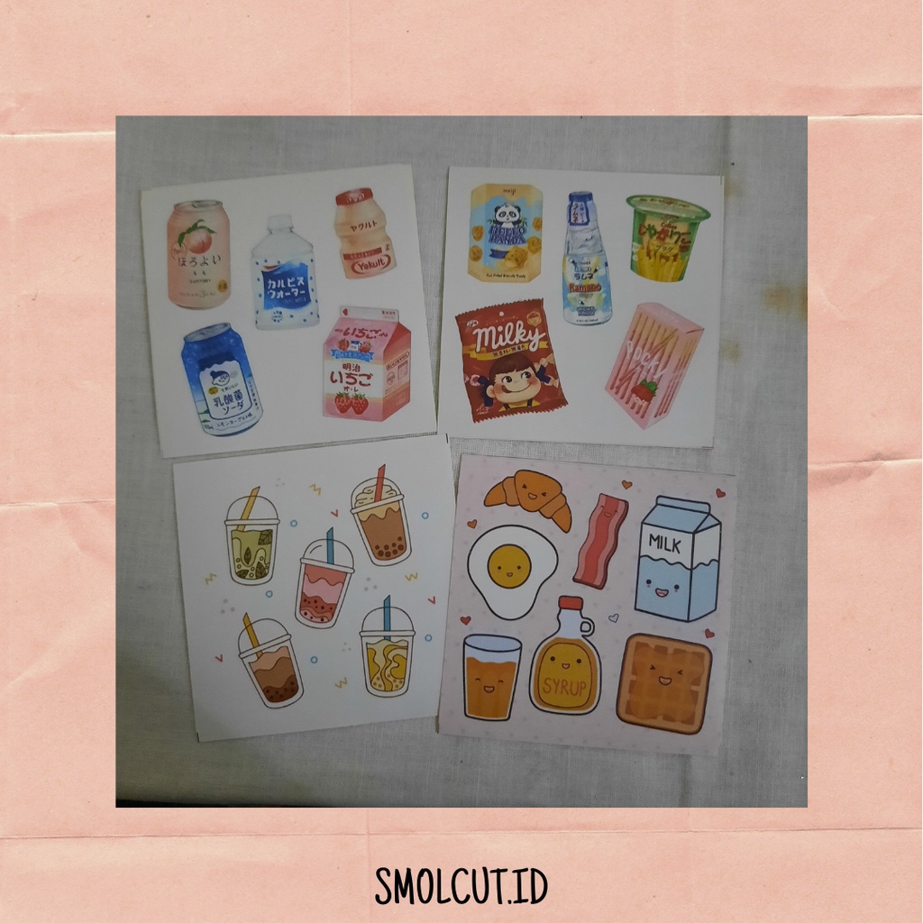 Sticker Deco Aesthetic Food / Stiker lucu gambar makanan / stiker snack makanan