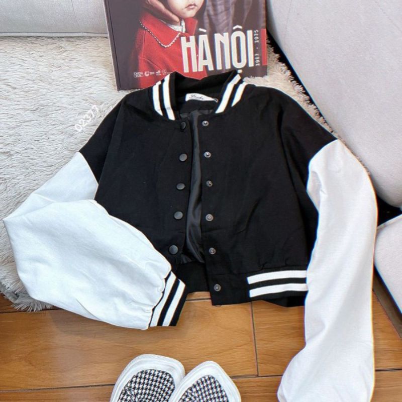 BASEBALL CROP BUTTON | KOREA STYLE VARSITY | jaket wanita terbaru