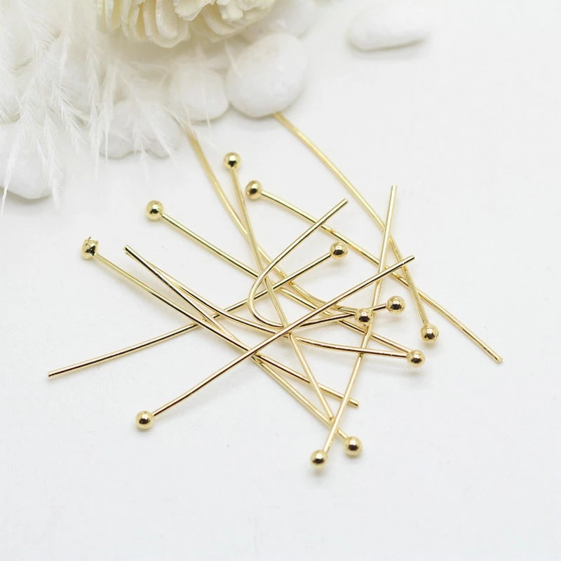 100pcs Pin Kepala Bola Bahan Stainless Steel Lapis Emas Untuk Membuat Perhiasan Handmade DIY