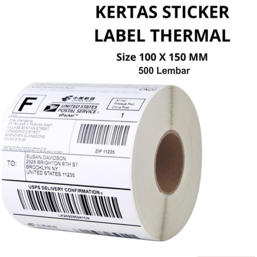 

Kertas Sticker Thermal 100 x 150 mm Label Barcode (500pcs)