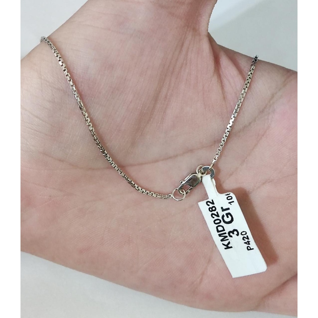 Kalung Emas Asli Kadar 420 Model Italy Santa Emas Putih 3 Gram