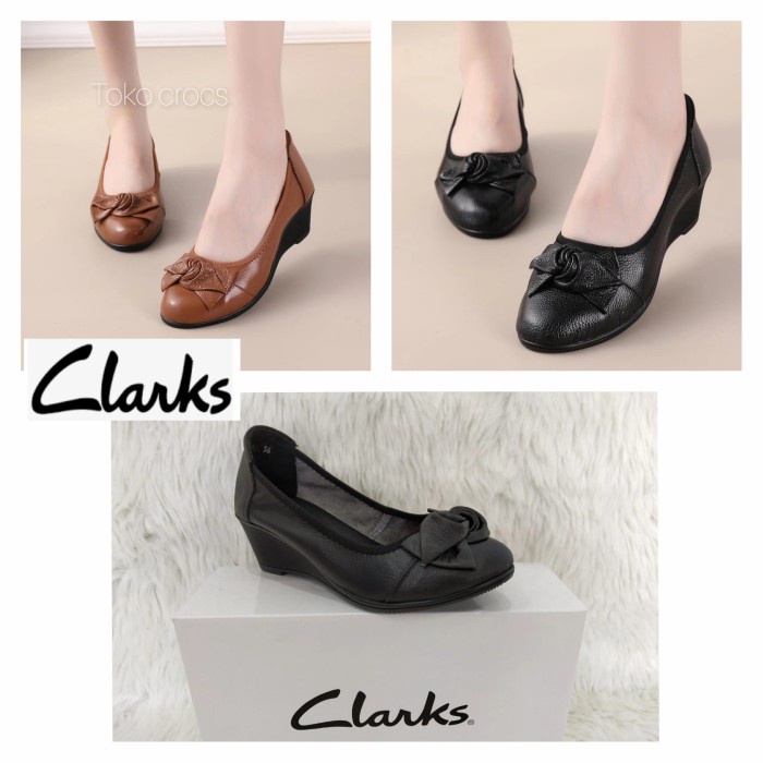 Sepatu Clarks Wedges/Clarks wedges/Clarks wanita/Clarks - Hitam, 36