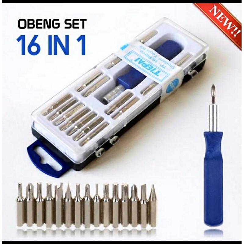 Obeng Set 16in1 /Obeng Magnet Teipai 16 in 1 /Alat Multifungsi -Mini Tool Kit