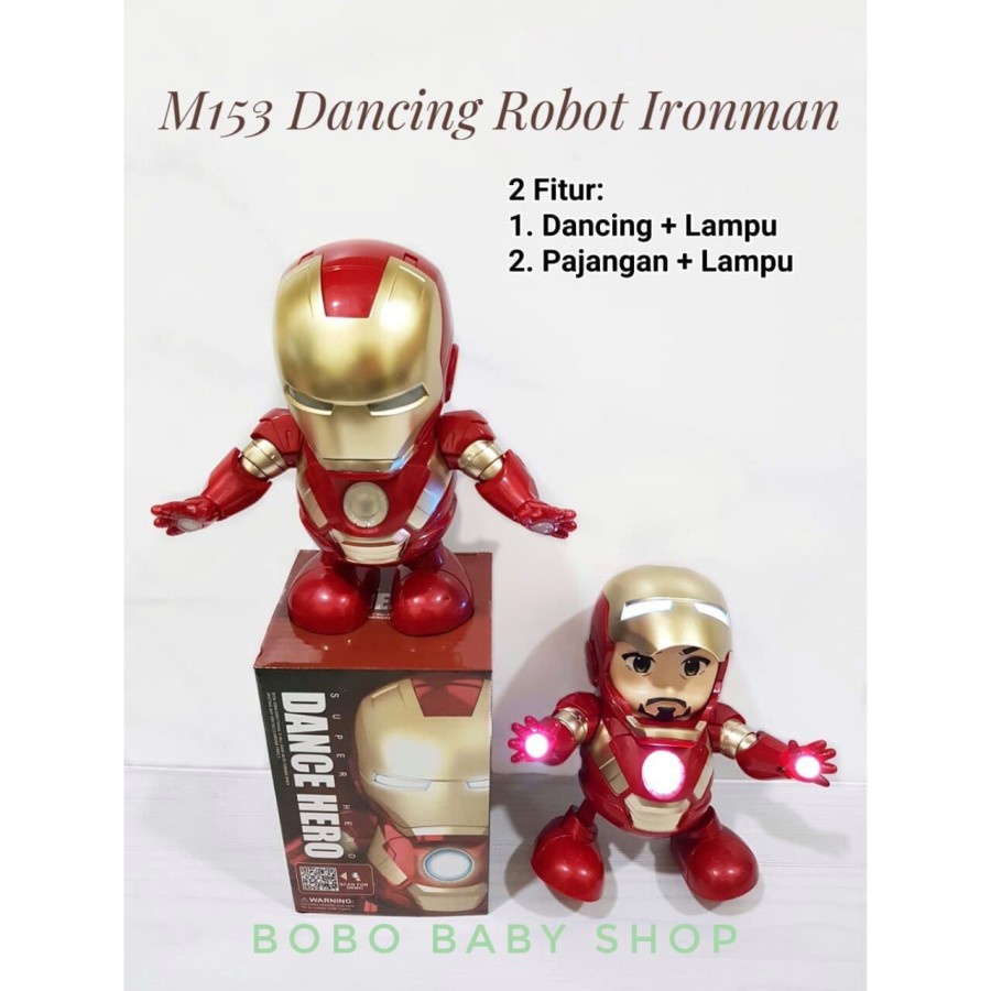 Dancing Robot Ironman / Iron Man with LED / Pajangan / Dance Hero M153