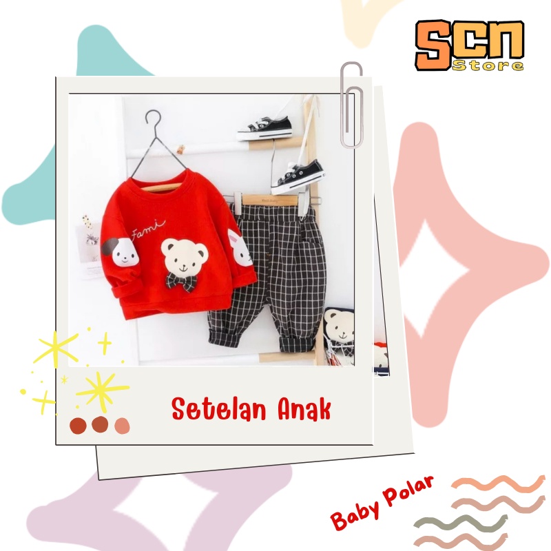 SCN STORE Setelan Sweater Anak Usia 1-6 Tahun BABY POLAR