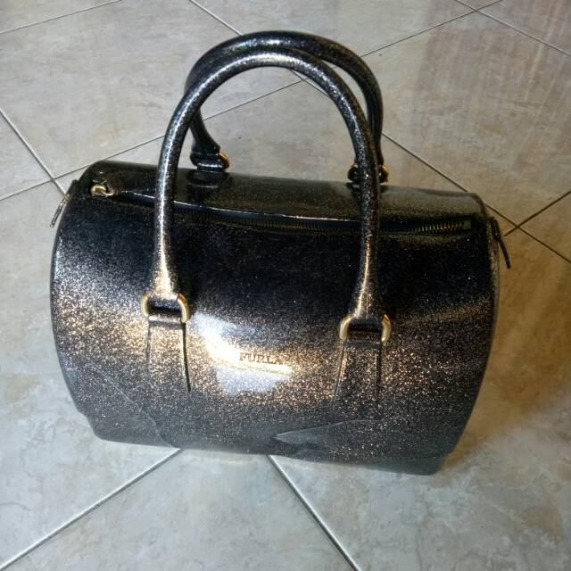 Preloved FURLA Bag Jelly Grey Glitter (ORI)