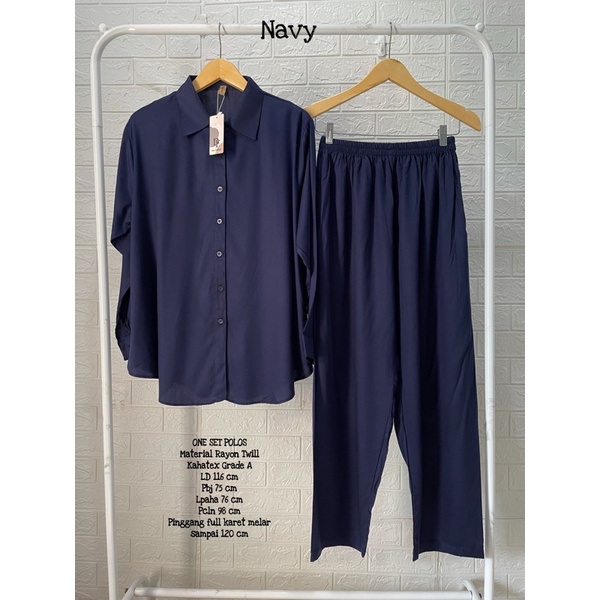 BEST SELLER ONE SET STANDAR POLOS-Navy Ld 116