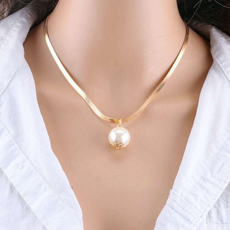 AZ196 Kalung Choker Mutiara Air Tawar Bahan Liontin Lapis Emas Untuk Wanita Kalung Titanium Wanita Gold Mutiara