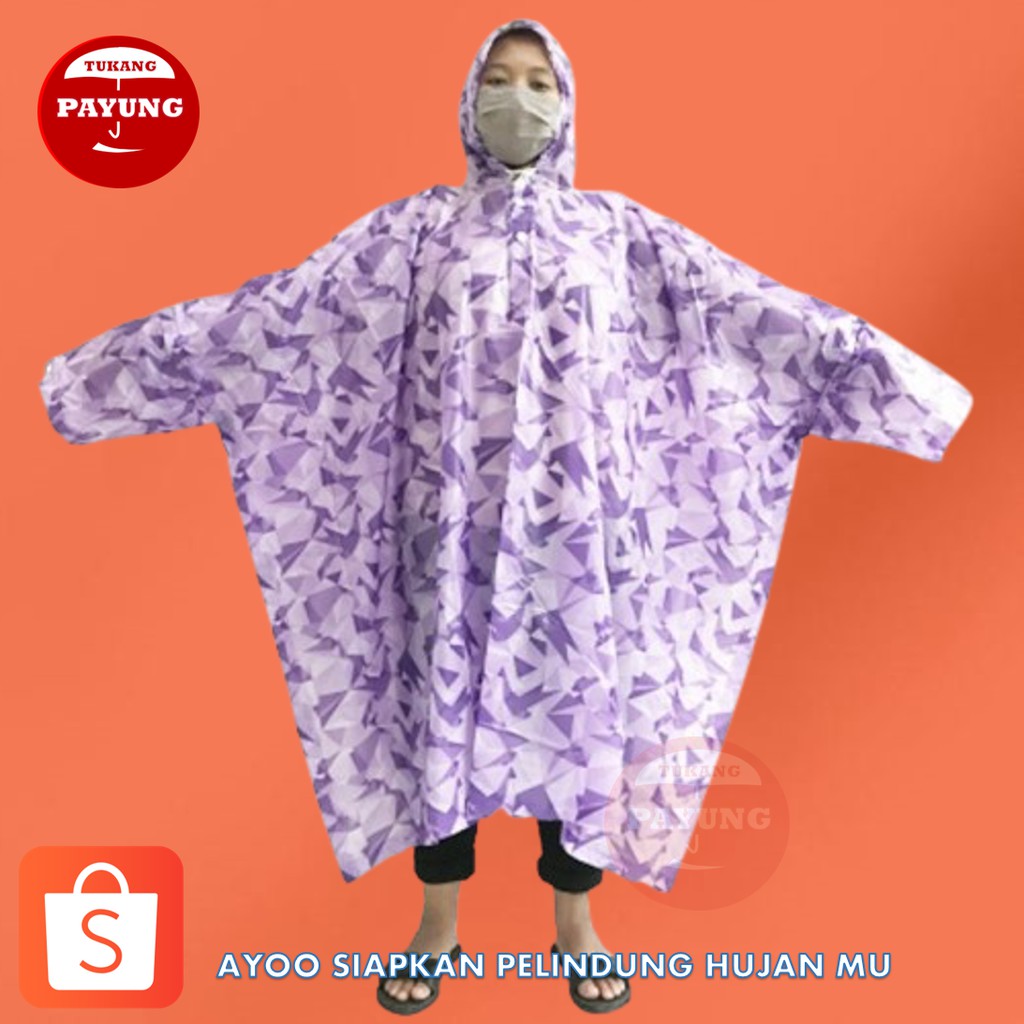 mantel hujan ponco jumbo pria wanita dewasa ibex ori motif transparan