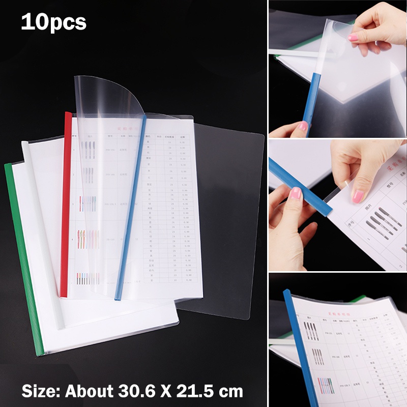 10pcs Folder Penyimpanan File Dokumen Bahan Plastik Transparan Ukuran A4 200 Untuk Alat Tulis
