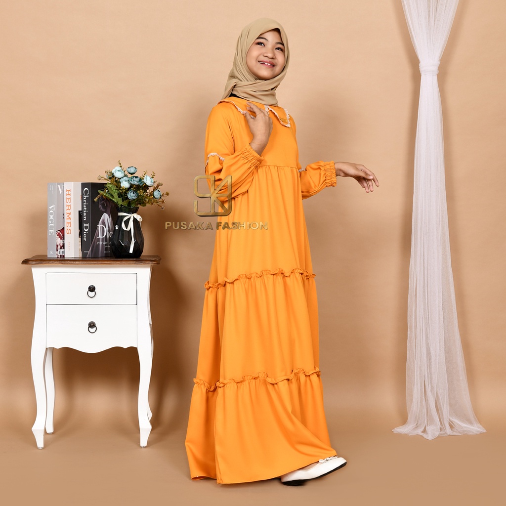 NAYLA kids gamis anak muslim perempuan tanggung long dress serut susun kid wanita anak usia 4 5 6 7 8 9 10 11 12 13 14 tahun warna putih tulang bw hitam lilac wardah dusty pink fashion muslim anak pesantren  ngaji manasik haji maulid nabi sekolah agama