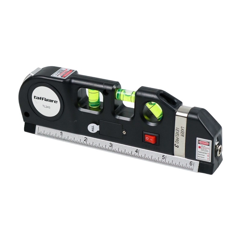 Taffware LEVELPRO3 Penggaris Laser Horizontal Vertical 250CM + Waterpass - TL243 - Black