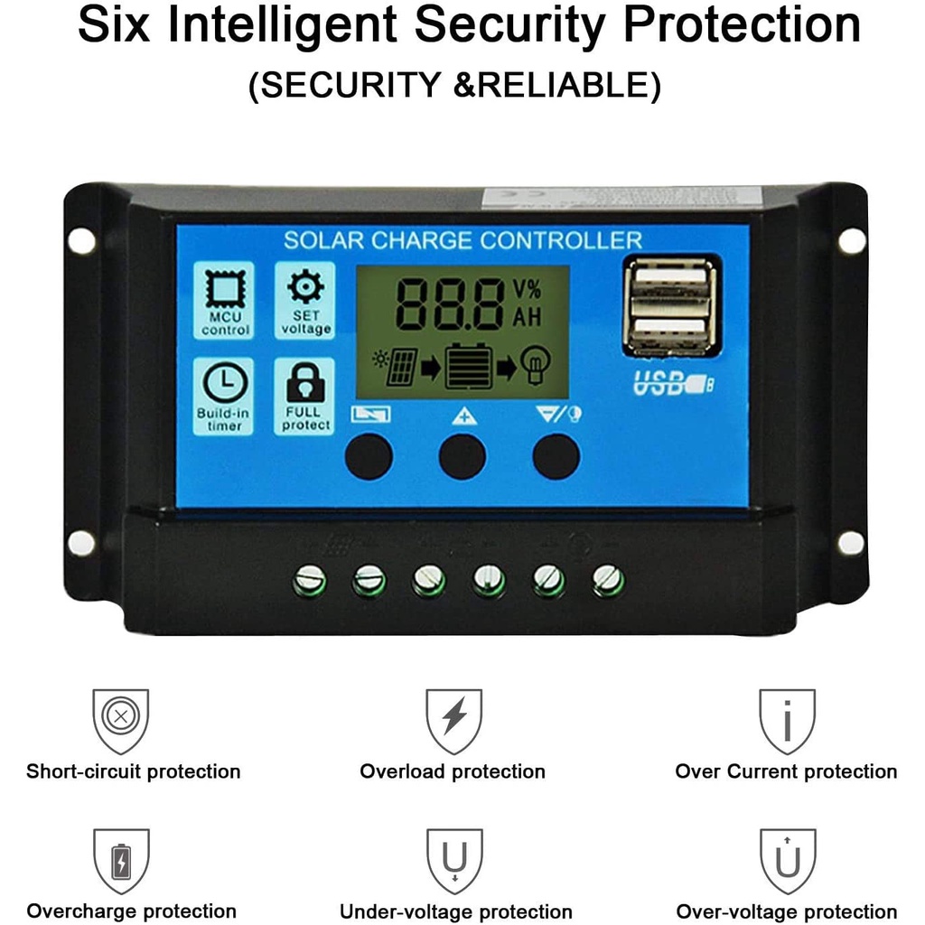 SCC Solar Charge Controller PWM Solar Panel 10A 20A 30A 40A 50A 60A 12V 24V