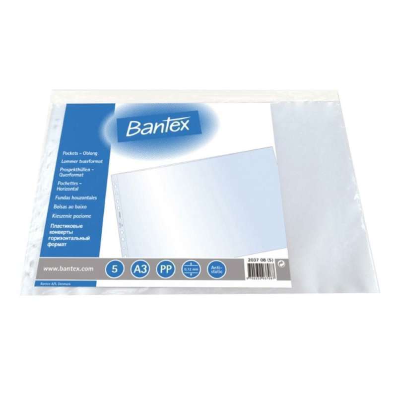 BANTEX Pocket Folder With Top Opening Size A3 Landscape 2037 - PAK ISI 25 PCS