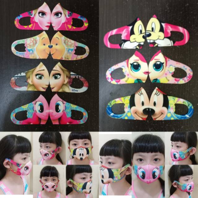 Masker scuba printing anak / masker scuba motif lucu /masker anak karakter