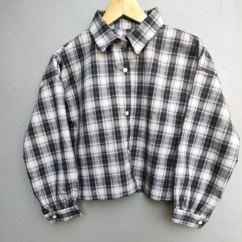crop top tartan / crop top flanel / kemeja crop wanita-Motif 12