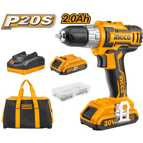 MESIN BOR CORDLESS 20V BESI KAYU INGCO - CDLI2002