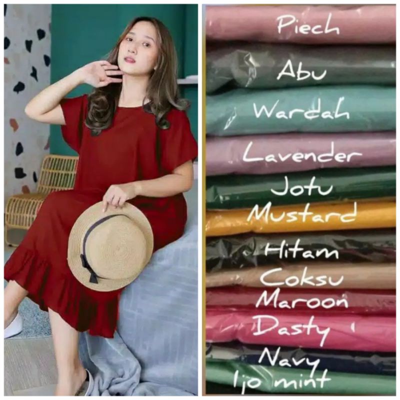 Daster Polos Rufle Kekinian Sangat Adem | Home Dress Viral Rayon