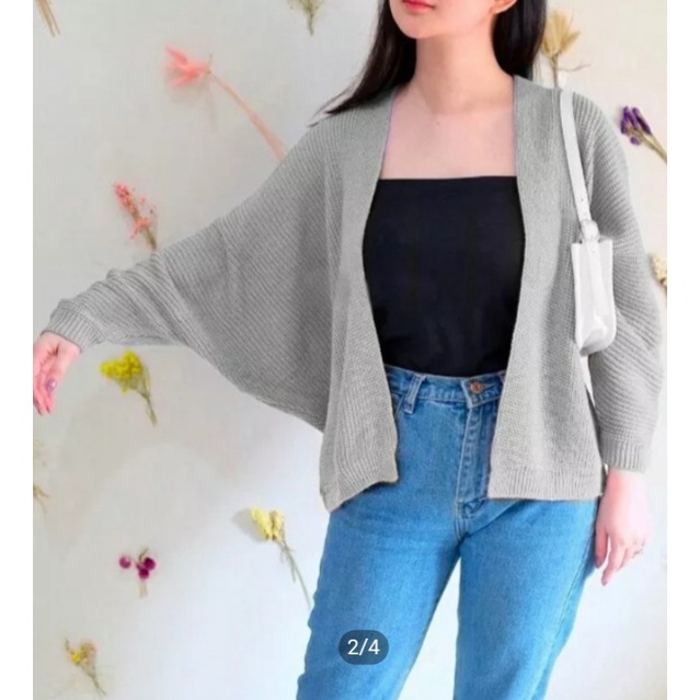 Outer Cardigan Batwing / Atasan Wanita Lengan Panjang Motif Kelelawar / one size maks bb 65 kg