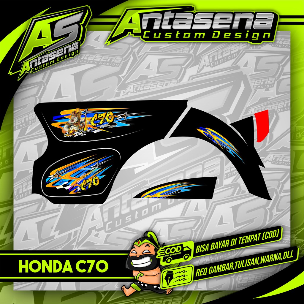 Striping C70 Racing Herex Stiker Motor Variasi Honda C70/Ulung/Olong Sticker Decal Custom 14