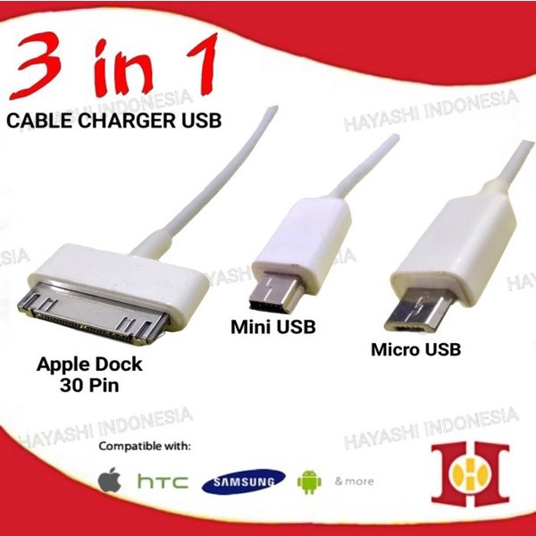 Kabel USB Cable Micro Mini 30 Pin Data Charger Android Iph0ne Ipad