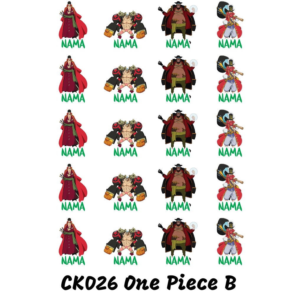 

Sticker Nama Cutting Label Waterproof Tahan Air One Piece B (CK026)