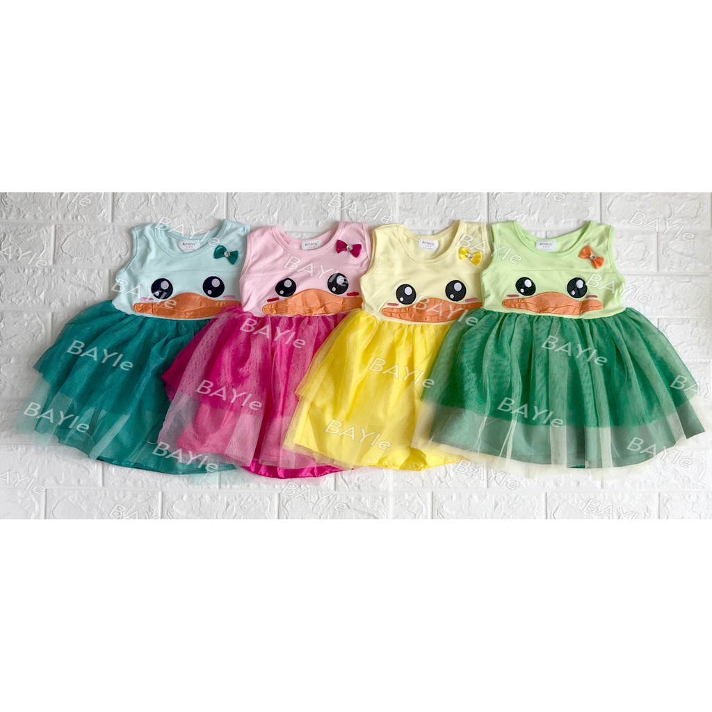 BAYIe - Baju Tutu Dress Bayi Perempuan  motif DUCK AMENA usia 3-18 bulan / Pakaian anak Cewek