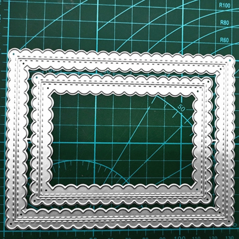 Cetakan Stensil Cutting Dies 2 Lapis Bentuk Persegi Panjang Bahan Logam Baja Karbon Untuk Scrapbook