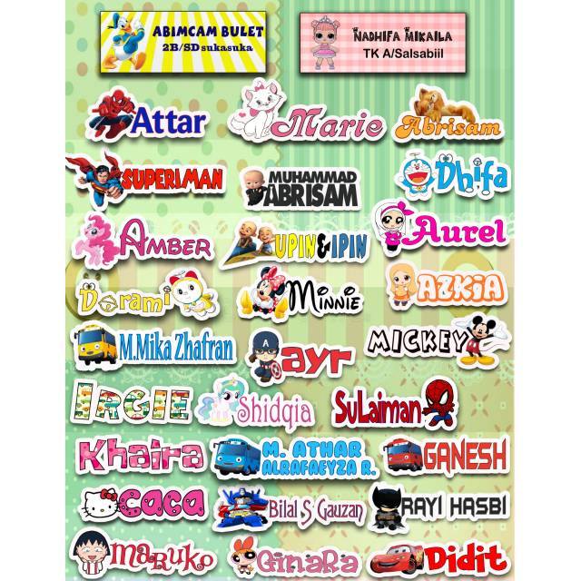 

Stiker nama custom