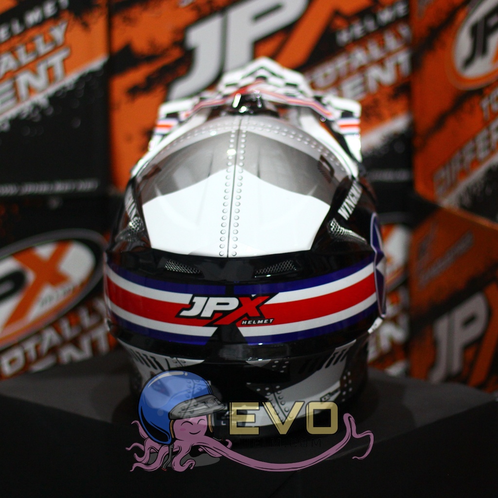 HELM JPX CROSS_FOX1 SERI X30 - SUPER BLACK + GOOGLE SNAIL (ONGKIR 2 KG) HELM JPX TERBARU