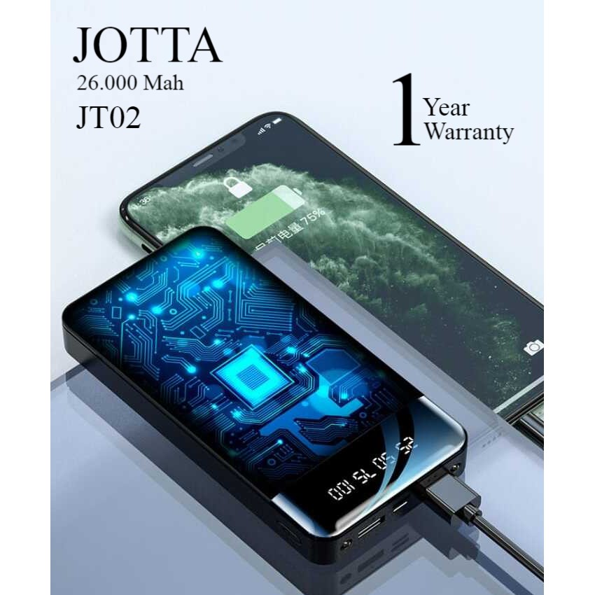 TERMURAH REAL 100%- Powerbank JOTTA JT02 Kapasitas 26.000 Mah Dual LED Dual USB Garansi 1 tahun