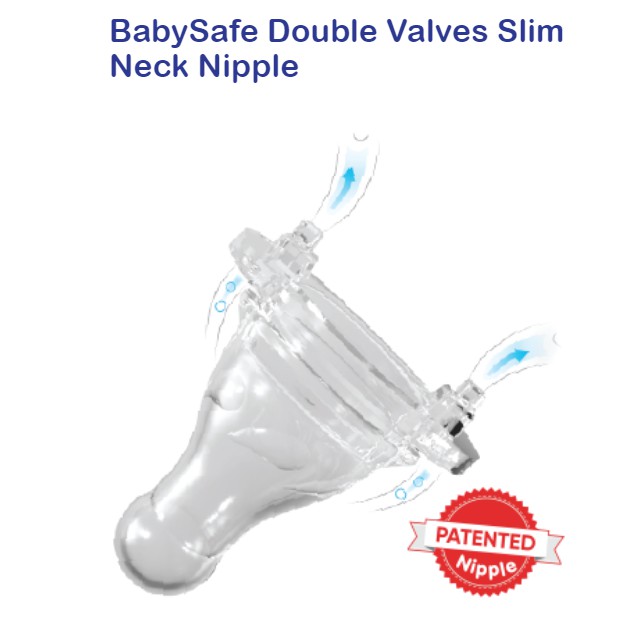 Baby Safe Double Valves Slim Nipple Dot Reguler Bulat Isi 2 Pcs  DOT0M DOT0L DOT0XL