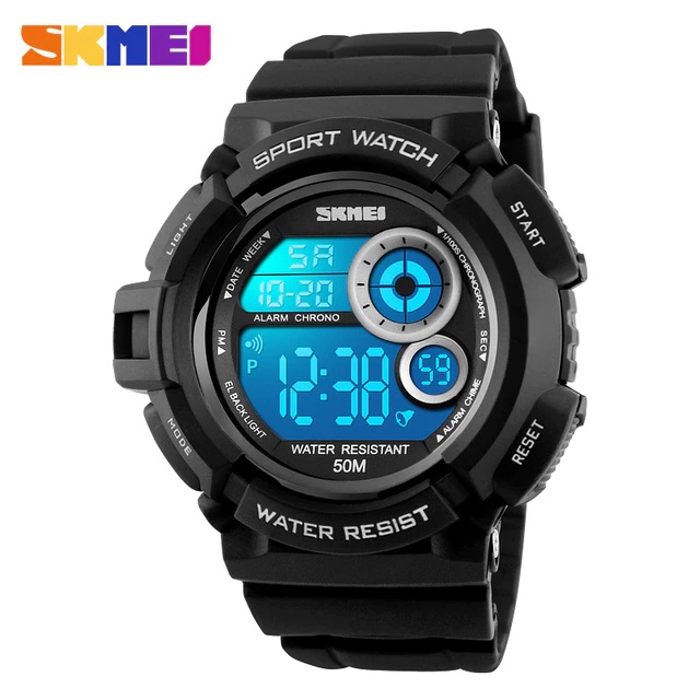 Jam Tangan Pria SKMEI 1222 Digital Dial Black Polyurethane Strap