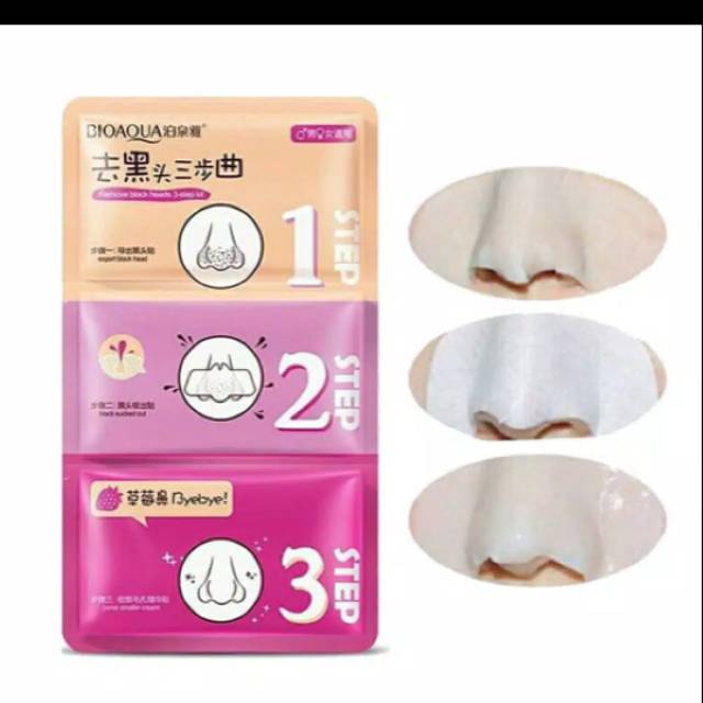 [7gr] [SACHET] BIOAQUA REMOVE BLACK HEADS 3-STEP KIT SACHET / BIOAQUA MASKER KOMEDO