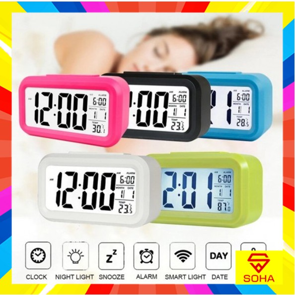 JD-05 Jam weaker Pintar jam Meja Digital LCD Alarm Kalender &amp; Sensor Suhu Weker Lampu LED Smart