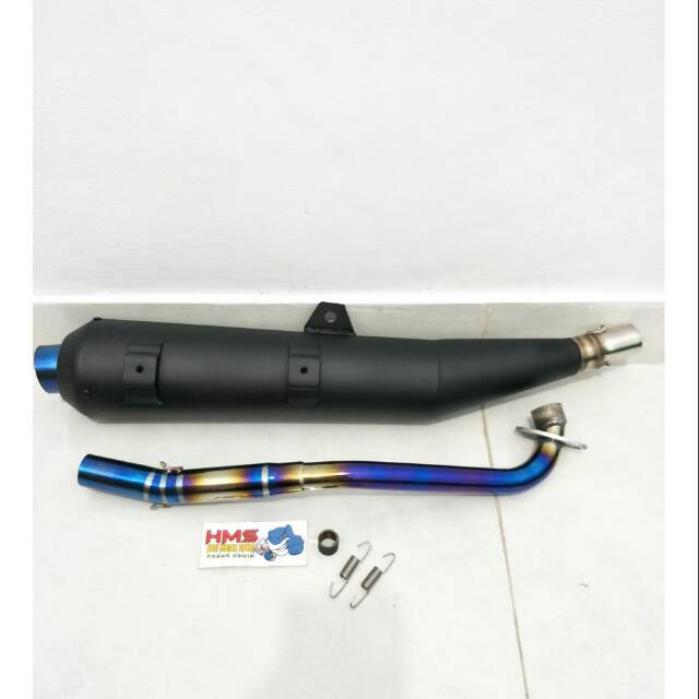 Knalpot Tsukigi Revo Absolud -Blade -Revo New -Supra 125 Helm In Leher Pelangi Blue Stenlis Thailand