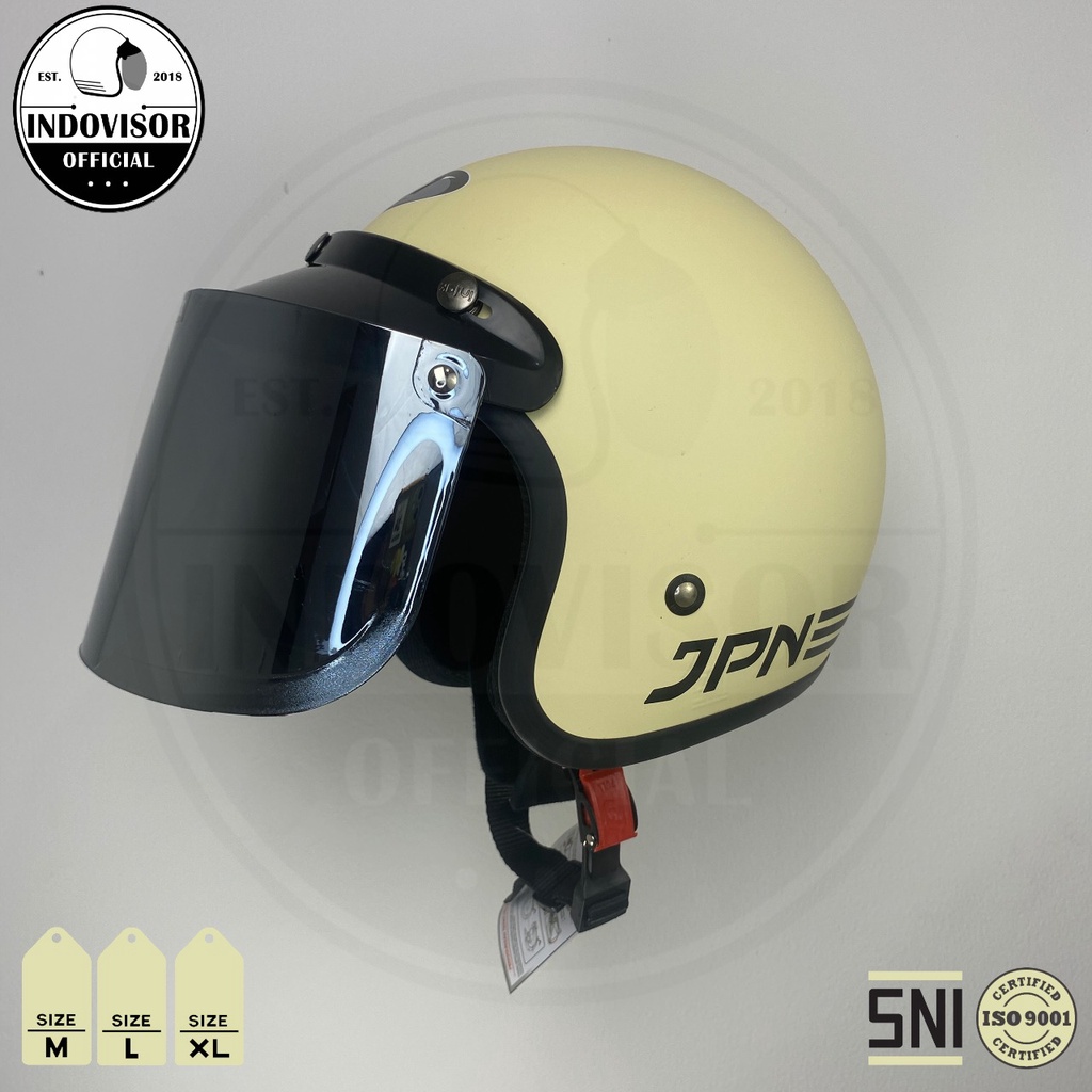 Helm JPN Warna Cream Doff kaca flat datar